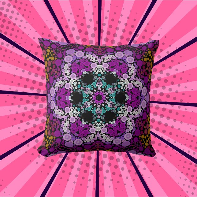 Dot Mandala Blume Blau Rosa und Gelb Kissen (Von Creator hochgeladen)