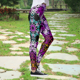 Dot Mandala Blume Blau Rosa und Gelb Leggings