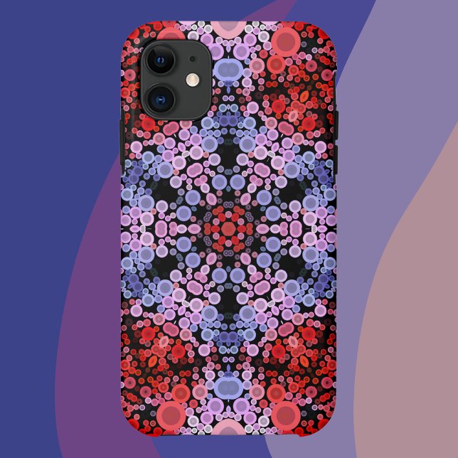 Dot Mandala Blume Blau Rot und Rosa Case-Mate iPhone Hülle (Von Creator hochgeladen)