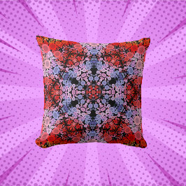 Dot Mandala Blume Blau Rot und Rosa Kissen