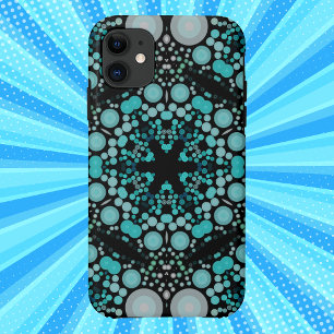 Dot Mandala Blume Blue Green und Grau Case-Mate iPhone Hülle