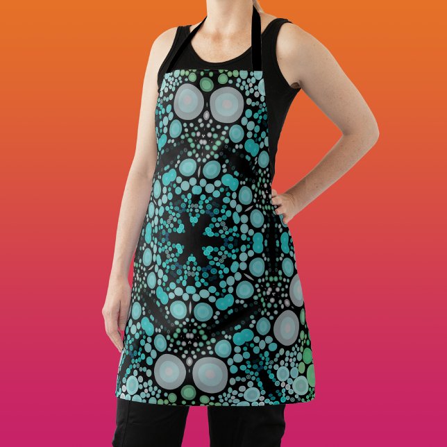 Dot Mandala Blume Blue Green und Grau Schürze (Von Creator hochgeladen)