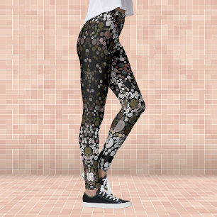 Dot Mandala Blume Braun und Weiß Leggings