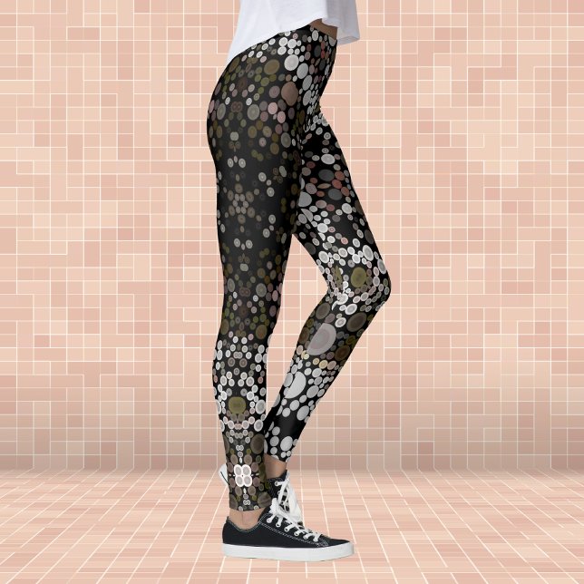 Dot Mandala Blume Braun und Weiß Leggings (Von Creator hochgeladen)