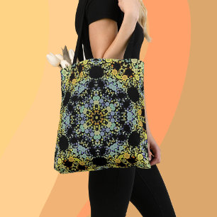 Dot Mandala Blume Gelb Blau und Grau
