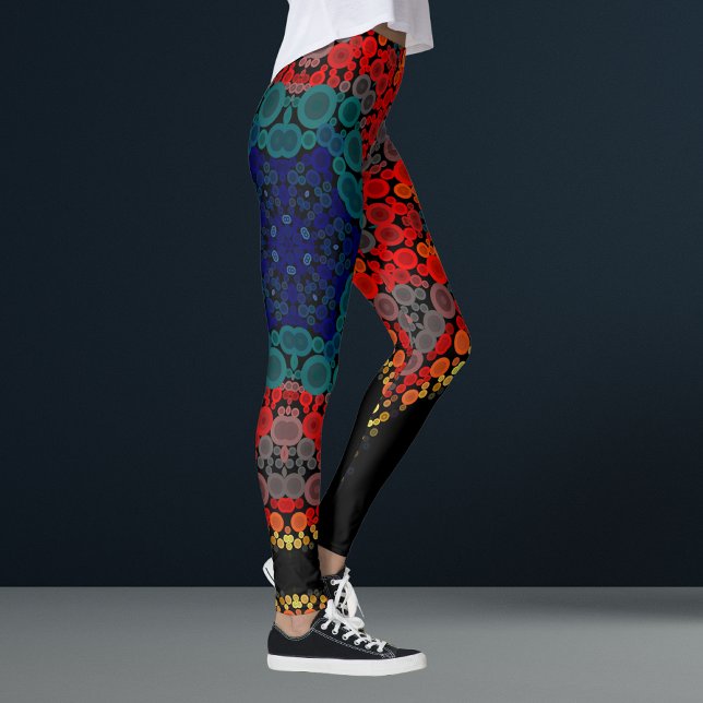 Dot Mandala Blume Gelb Blau und Rot Leggings (Von Creator hochgeladen)