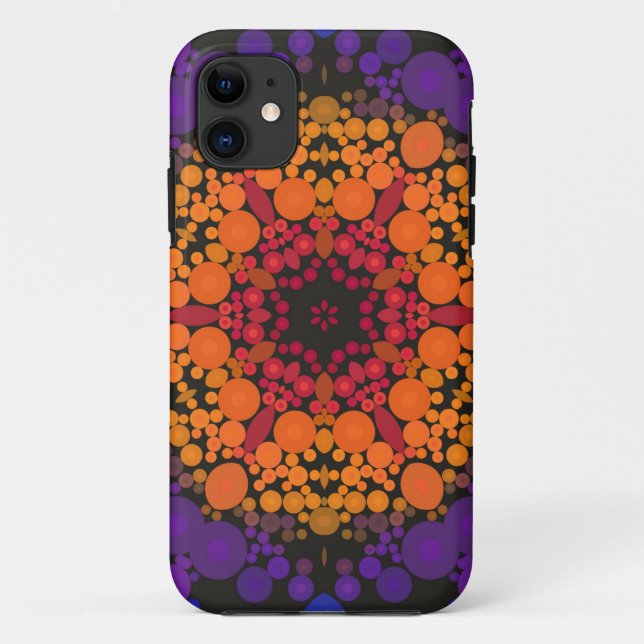 Dot Mandala Blume Gelb Lila und blau Case-Mate iPhone Hülle (Rückseite)