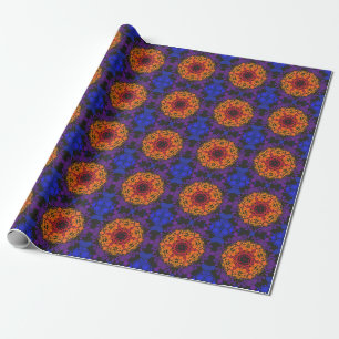 Dot Mandala Blume Gelb Lila und blau Geschenkpapier