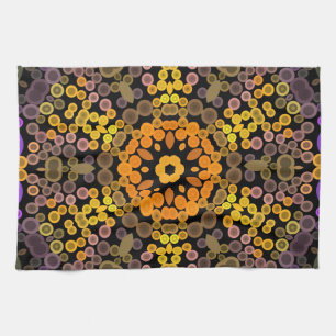 Dot Mandala Blume Gelb und Lila Geschirrtuch