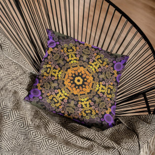 Dot Mandala Blume Gelb und Lila Kissen