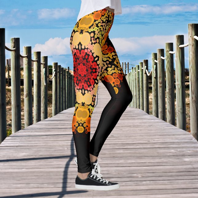 Dot Mandala Blume Gelb und Rot Leggings (Von Creator hochgeladen)