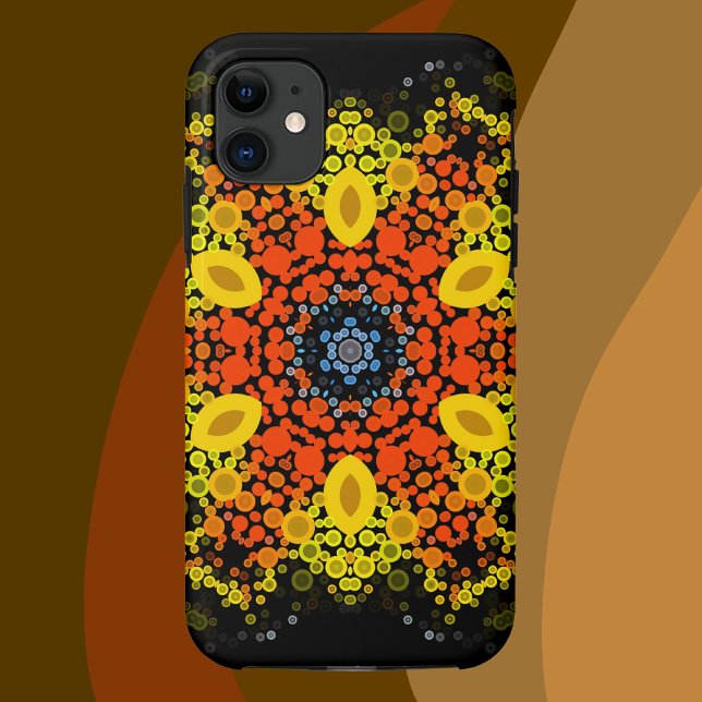 Dot Mandala Blume Gelborange und Blau Case-Mate iPhone Hülle (Von Creator hochgeladen)