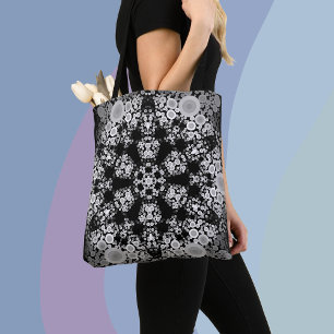 Dot Mandala Blume Grau und Schwarz