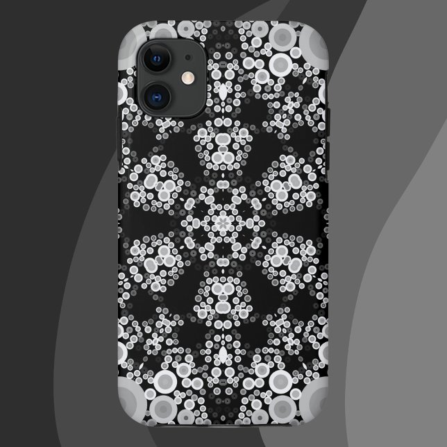 Dot Mandala Blume Grau und Schwarz Case-Mate iPhone Hülle (Von Creator hochgeladen)