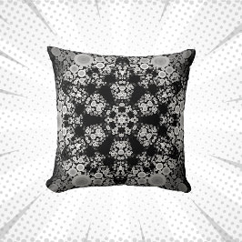 Dot Mandala Blume Grau und Schwarz Kissen