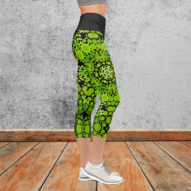 Dot Mandala Blume Green Capri Leggings (Von Creator hochgeladen)