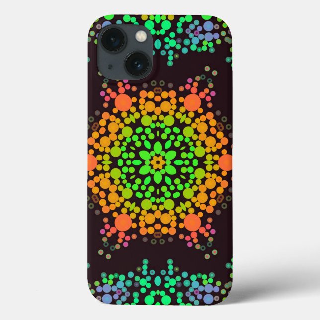 Dot Mandala Blume Green Orange und Blue Case-Mate iPhone Hülle (Rückseite)