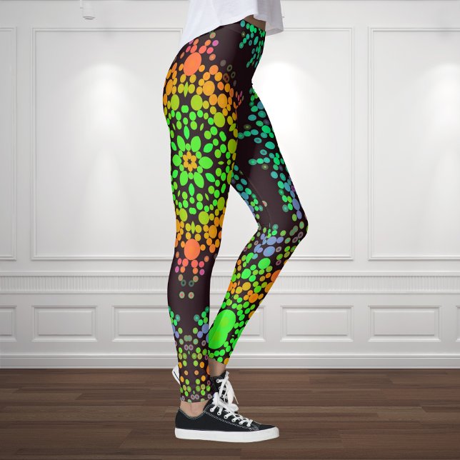 Dot Mandala Blume Green Orange und Blue Leggings (Von Creator hochgeladen)