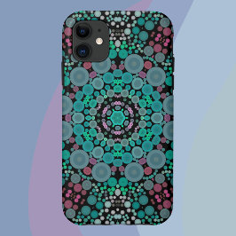 Dot Mandala Blume Grün Blau und Rot Case-Mate iPhone Hülle