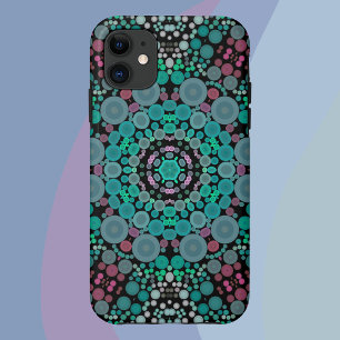 Dot Mandala Blume Grün Blau und Rot Case-Mate iPhone Hülle