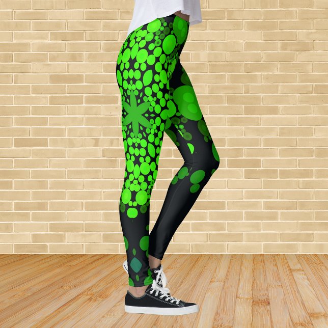 Dot Mandala Blume Grün und Schwarz Leggings (Von Creator hochgeladen)