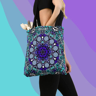 Dot Mandala Blume Lila Blau und Weiß
