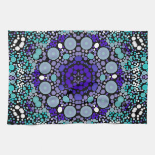 Dot Mandala Blume Lila Blau und Weiß Geschirrtuch