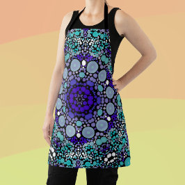 Dot Mandala Blume Lila Blau und Weiß Schürze