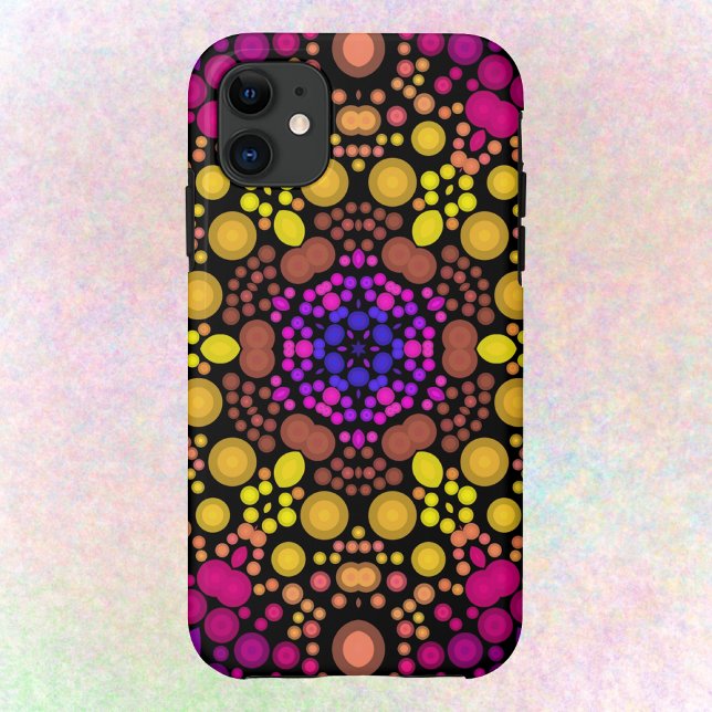 Dot Mandala Blume Lila und gelb Case-Mate iPhone Hülle (Von Creator hochgeladen)