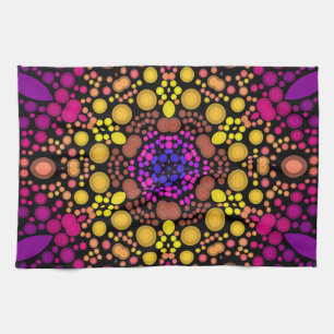 Dot Mandala Blume Lila und gelb Geschirrtuch