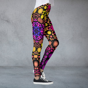 Dot Mandala Blume Lila und gelb Leggings