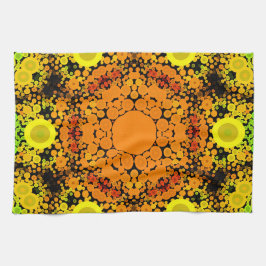 Dot Mandala Blume Orange Gelb und Grün Geschirrtuch
