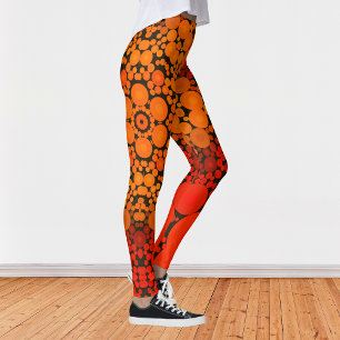 Dot Mandala Blume Orange und Black Leggings