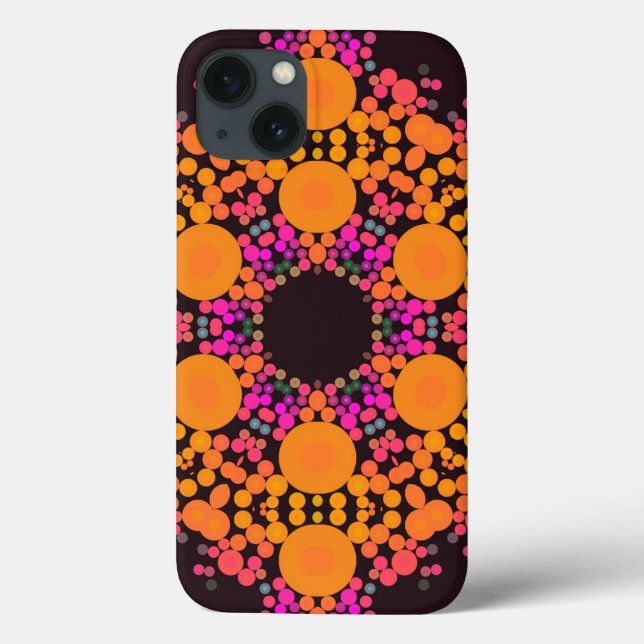 Dot Mandala Blume Orange und Pink Case-Mate iPhone Hülle (Rückseite)