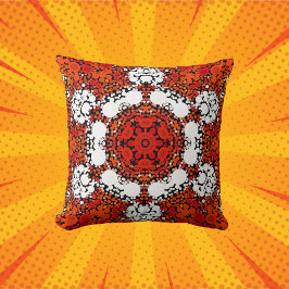 Dot Mandala Blume Orange White und Red Kissen