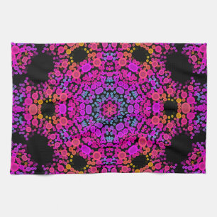 Dot Mandala Blume Rosa Blau und Orange Geschirrtuch