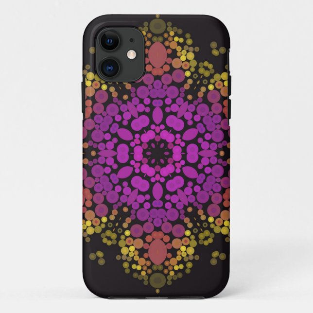 Dot Mandala Blume Rosa Gelb und Schwarz Case-Mate iPhone Hülle (Rückseite)