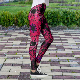 Dot Mandala Blume Rosa und Lila Leggings