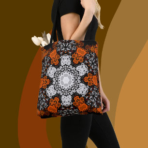Dot Mandala Blume Weiß Orange und Schwarz