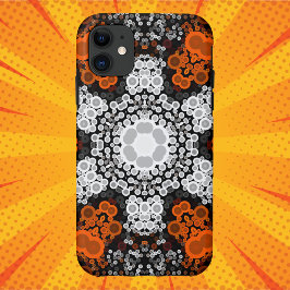 Dot Mandala Blume Weiß Orange und Schwarz Case-Mate iPhone Hülle