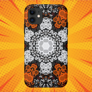 Dot Mandala Blume Weiß Orange und Schwarz Case-Mate iPhone Hülle