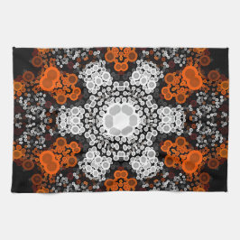 Dot Mandala Blume Weiß Orange und Schwarz Geschirrtuch