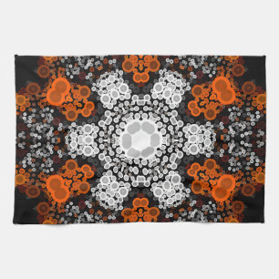 Dot Mandala Blume Weiß Orange und Schwarz Geschirrtuch
