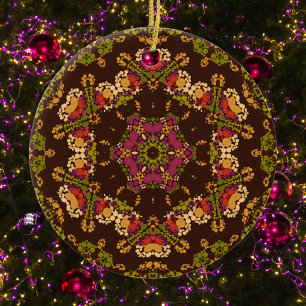 Dot Mandala Gelb Lila und Orange Keramik Ornament