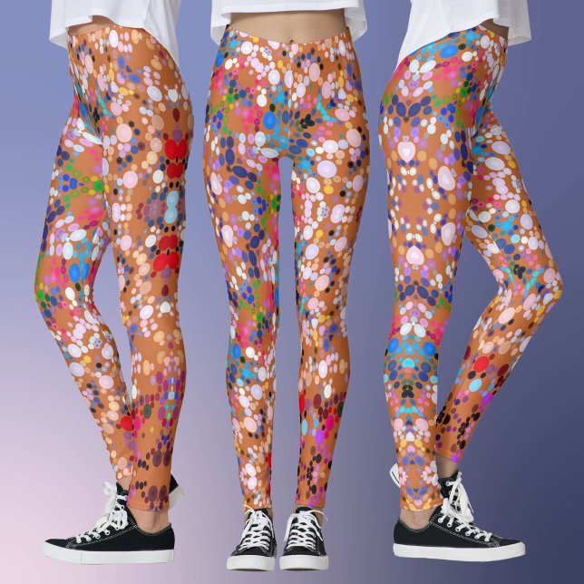Dot Mandala Orange Blue Pink and White Leggings (Von Creator hochgeladen)