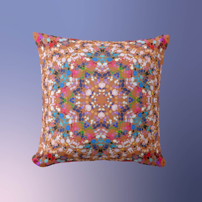 Dot Mandala Orange Blue Pink und White Kissen (Von Creator hochgeladen)