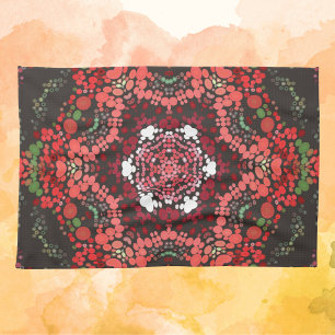 Dot Mandala Red Green und White Geschirrtuch