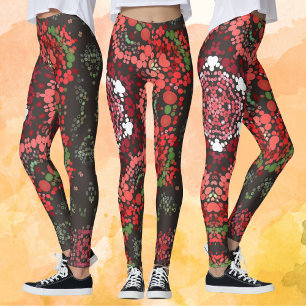 Dot Mandala Red Green und White Leggings