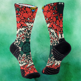 Dot Mandala Red White Blue und Green Socken