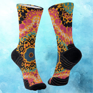 Dot Mandala Rosa Blau Schwarz und Gelb Socken